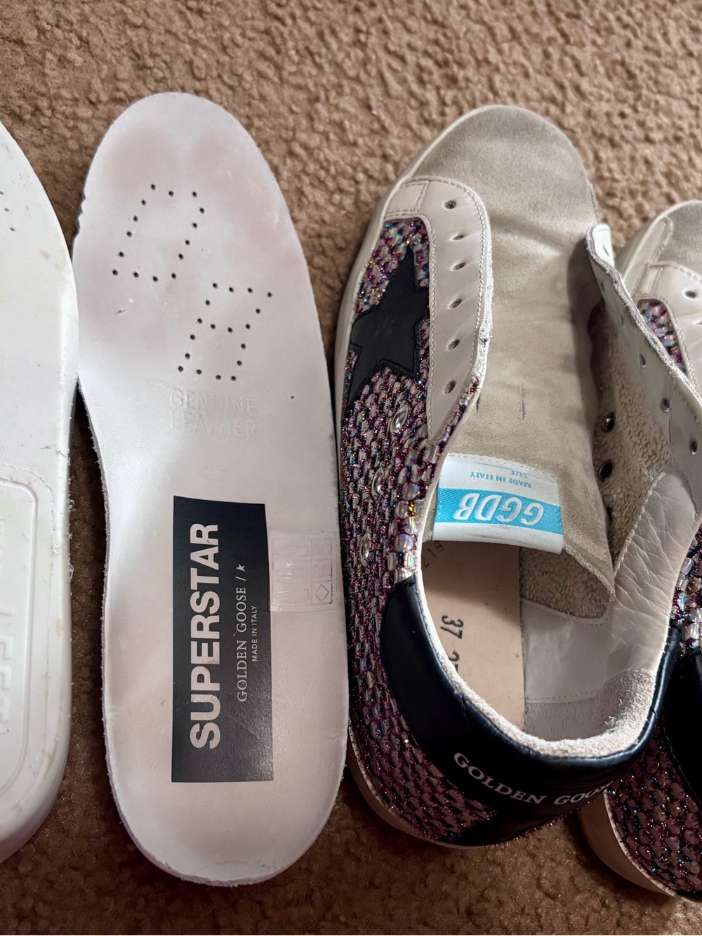 Golden Goose Grey Suede Sneakers with Iridescent Mesh Panels and Black Star - Picture 8 of 8
